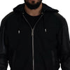 Dolce & Gabbana Black Polyester Hooded Blouson Coat Jacket