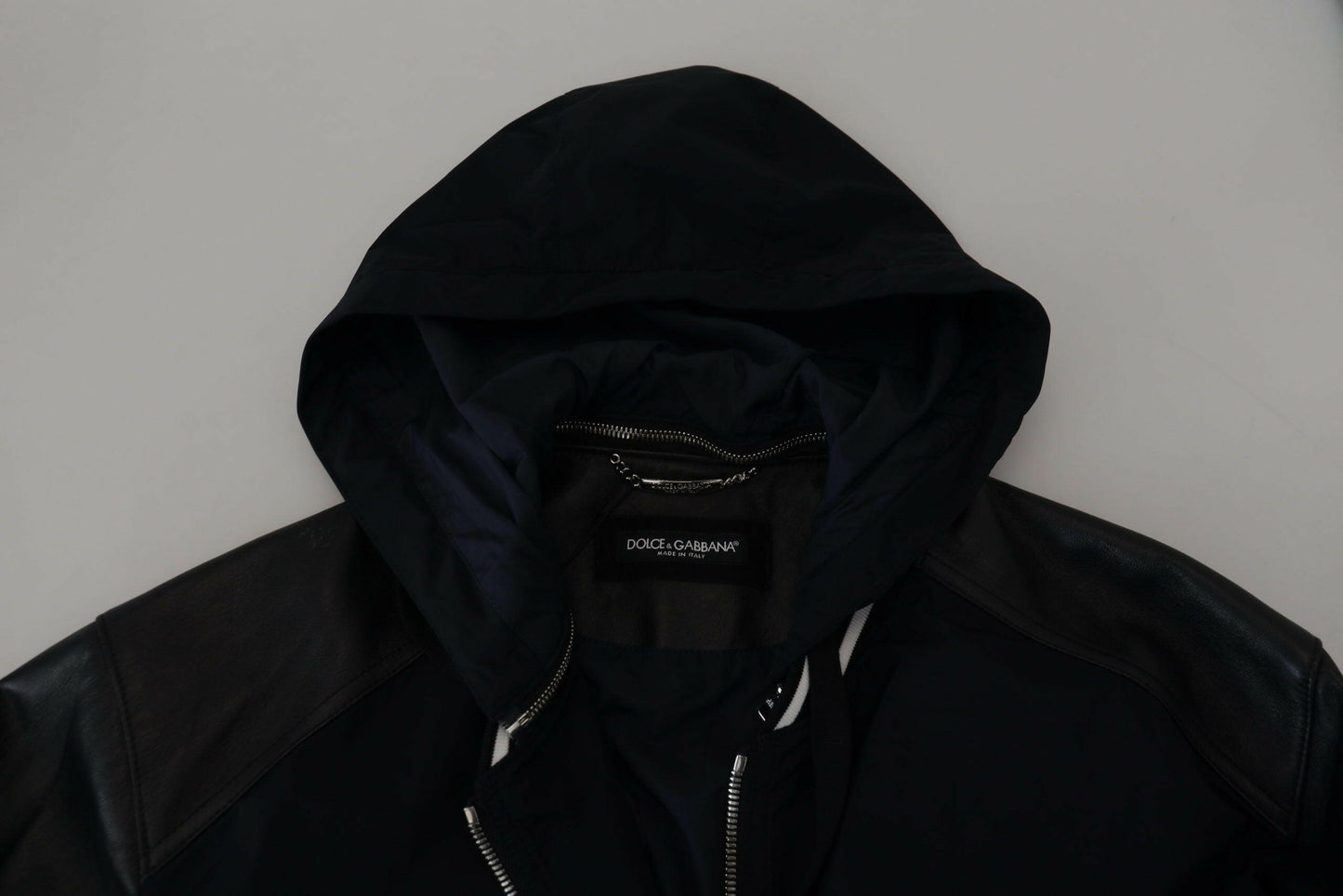 Dolce & Gabbana Black Polyester Hooded Blouson Coat Jacket