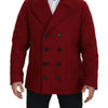 Dolce & Gabbana Red Wool Double Breasted Coat Jacket