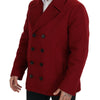 Dolce & Gabbana Red Wool Double Breasted Coat Jacket