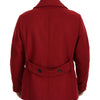 Dolce & Gabbana Red Wool Double Breasted Coat Jacket