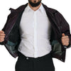 Dolce & Gabbana Purple Nylon Collared Biker Coat Jacket