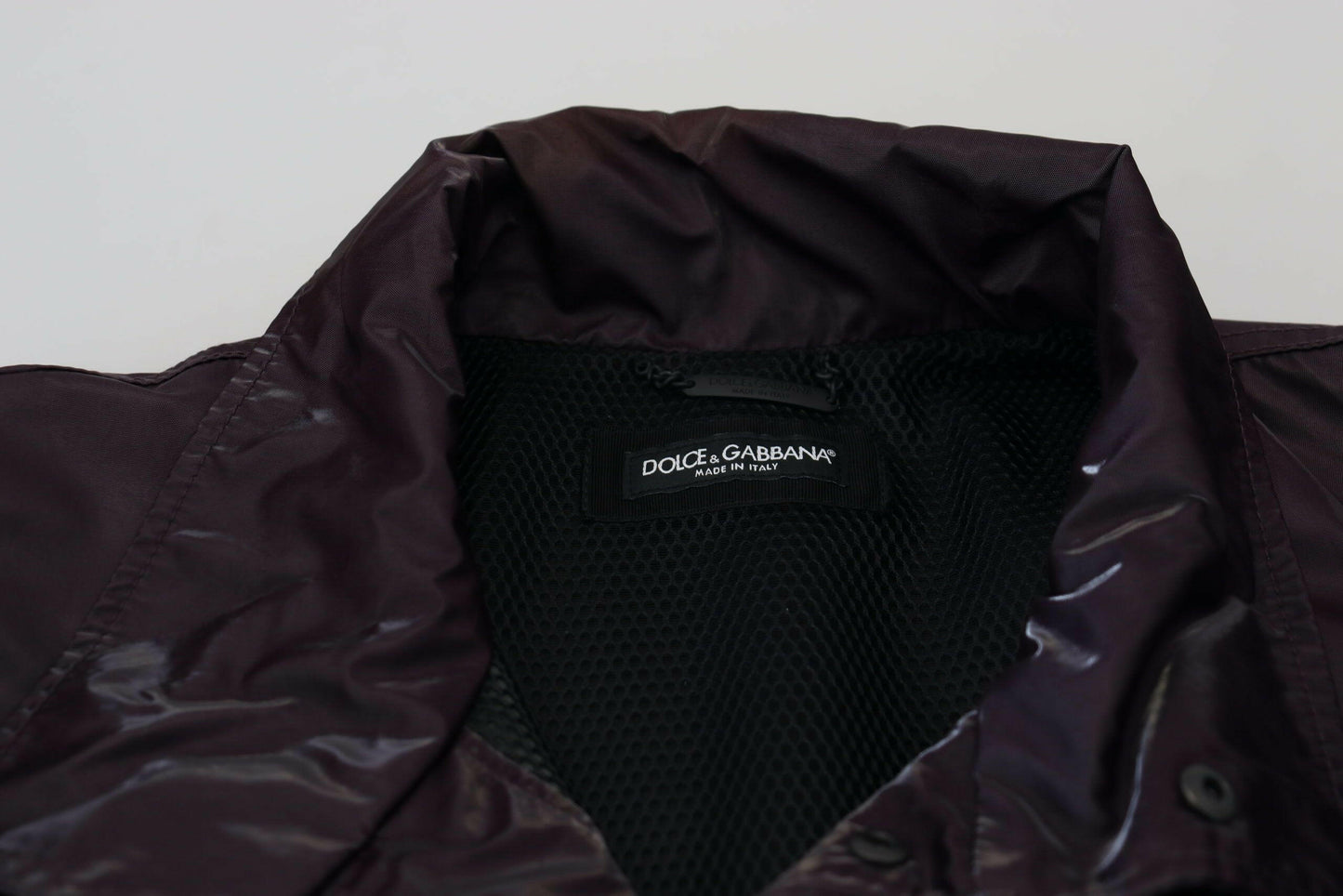 Dolce & Gabbana Purple Nylon Collared Biker Coat Jacket