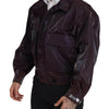 Dolce & Gabbana Purple Nylon Collared Biker Coat Jacket