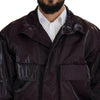 Dolce & Gabbana Purple Nylon Collared Biker Coat Jacket