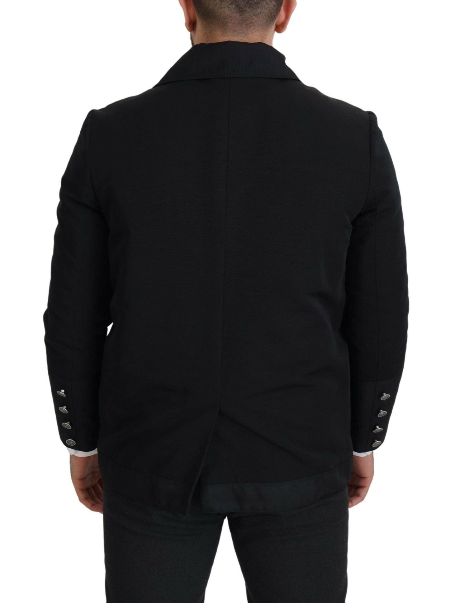 Dolce & Gabbana Black Wool Collared Full Zip Jacket