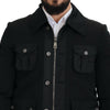 Dolce & Gabbana Black Wool Collared Full Zip Jacket