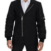 Dolce & Gabbana Black Wool Full Zip Long Sleeves Jacket
