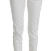 Cavalli White Cotton Blend Slim Fit Jeans