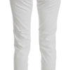 Cavalli White Cotton Blend Slim Fit Jeans