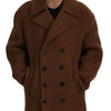 Dolce & Gabbana Brown Nylon Double Breasted Coat Jacket