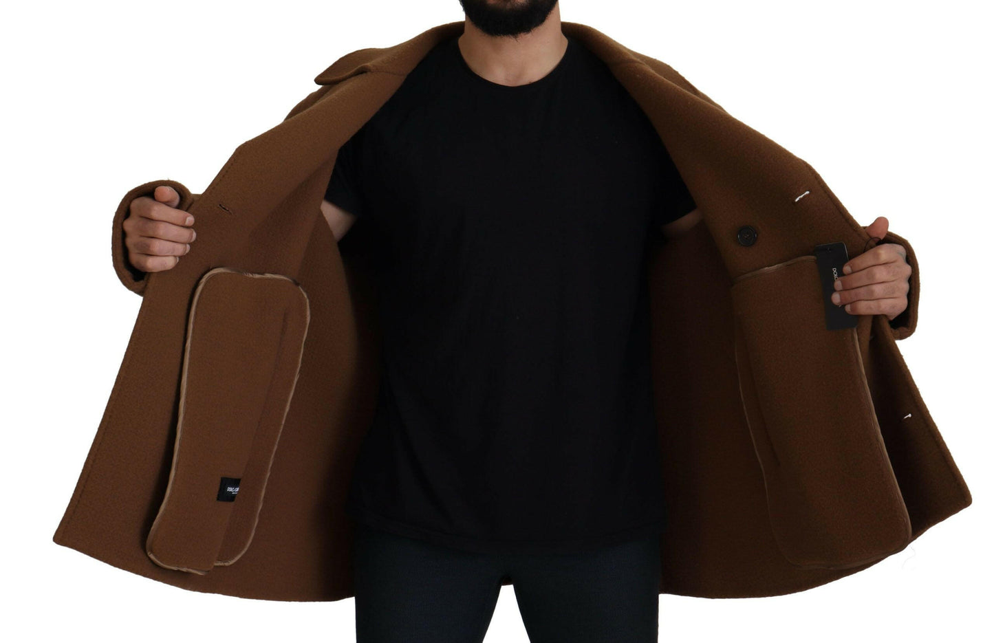 Dolce & Gabbana Brown Nylon Double Breasted Coat Jacket