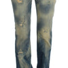 Cavalli Blue Wash Cotton Slim Fit Bootcut Jeans