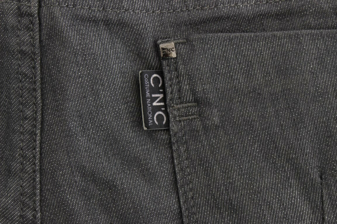Costume National Gray Cotton Blend Slim Fit Jeans