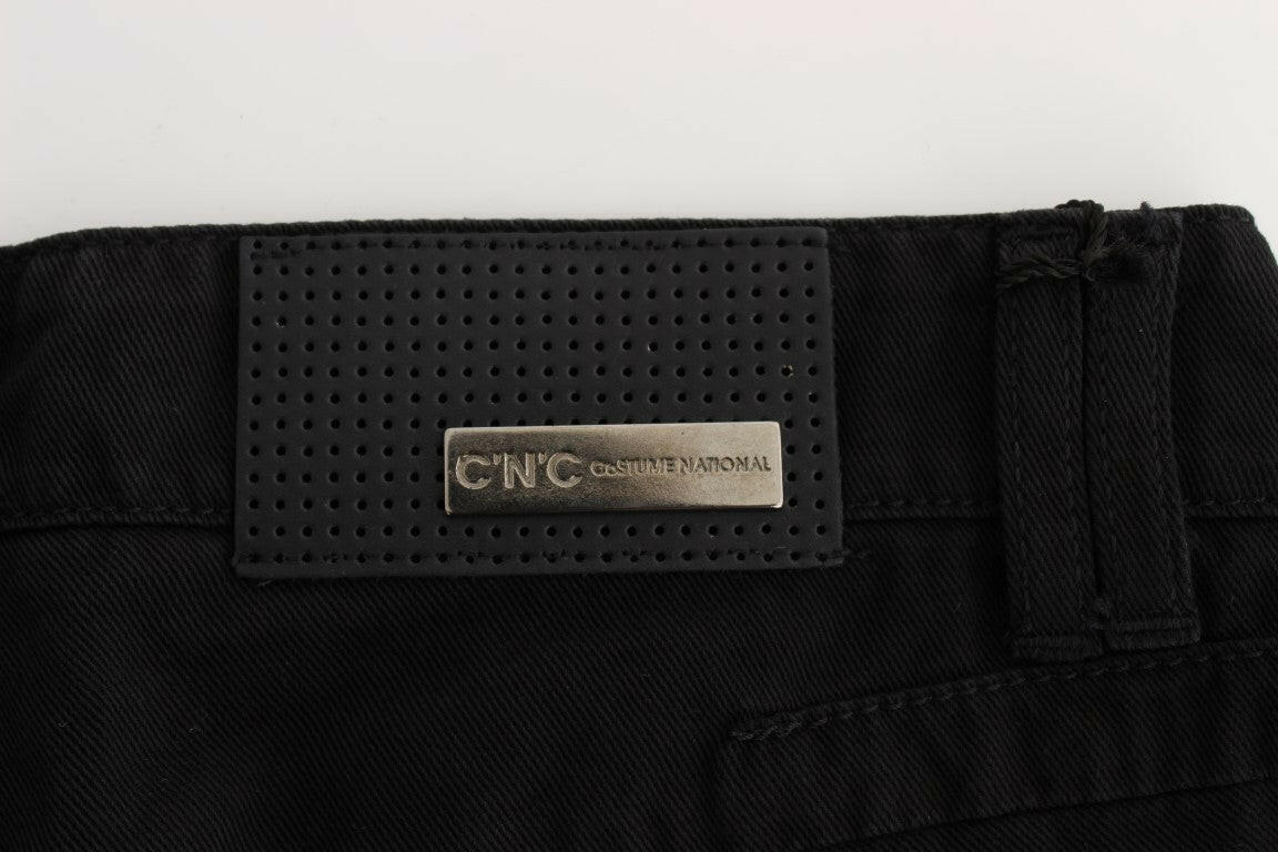 Costume National Black Cotton Slim Fit Bootcut Jeans