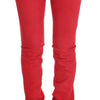 Costume National Red Cotton Blend Super Slim Fit Jeans