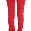 Costume National Red Cotton Blend Super Slim Fit Jeans