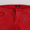 Costume National Red Cotton Blend Super Slim Fit Jeans