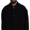 Dolce & Gabbana Black Alpaca Button Down Trench Coat Jacket