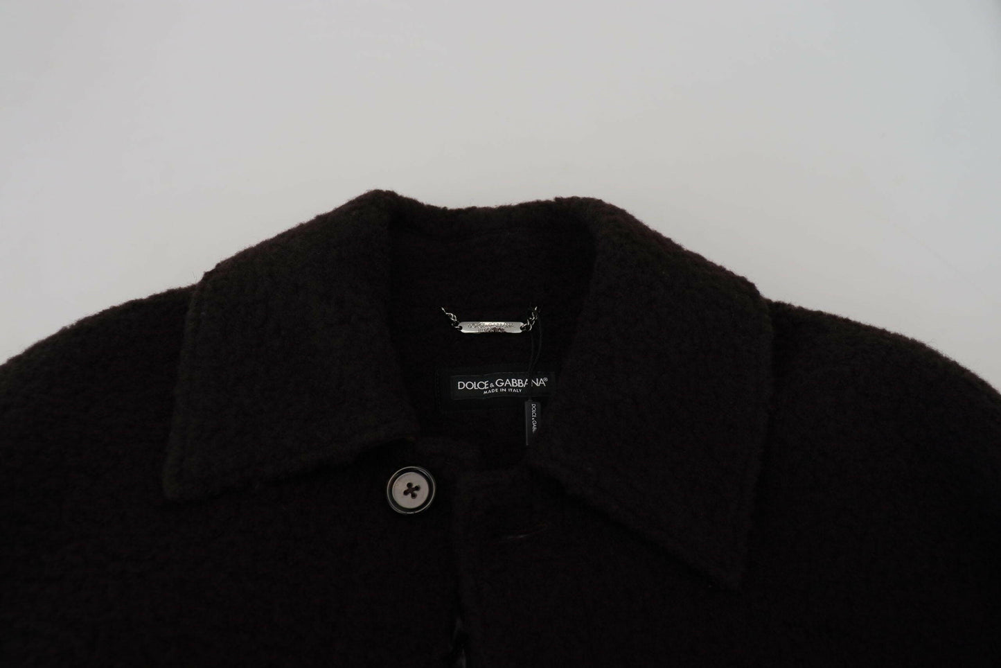 Dolce & Gabbana Black Alpaca Button Down Trench Coat Jacket