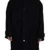 Dolce & Gabbana Black Alpaca Button Down Trench Coat Jacket