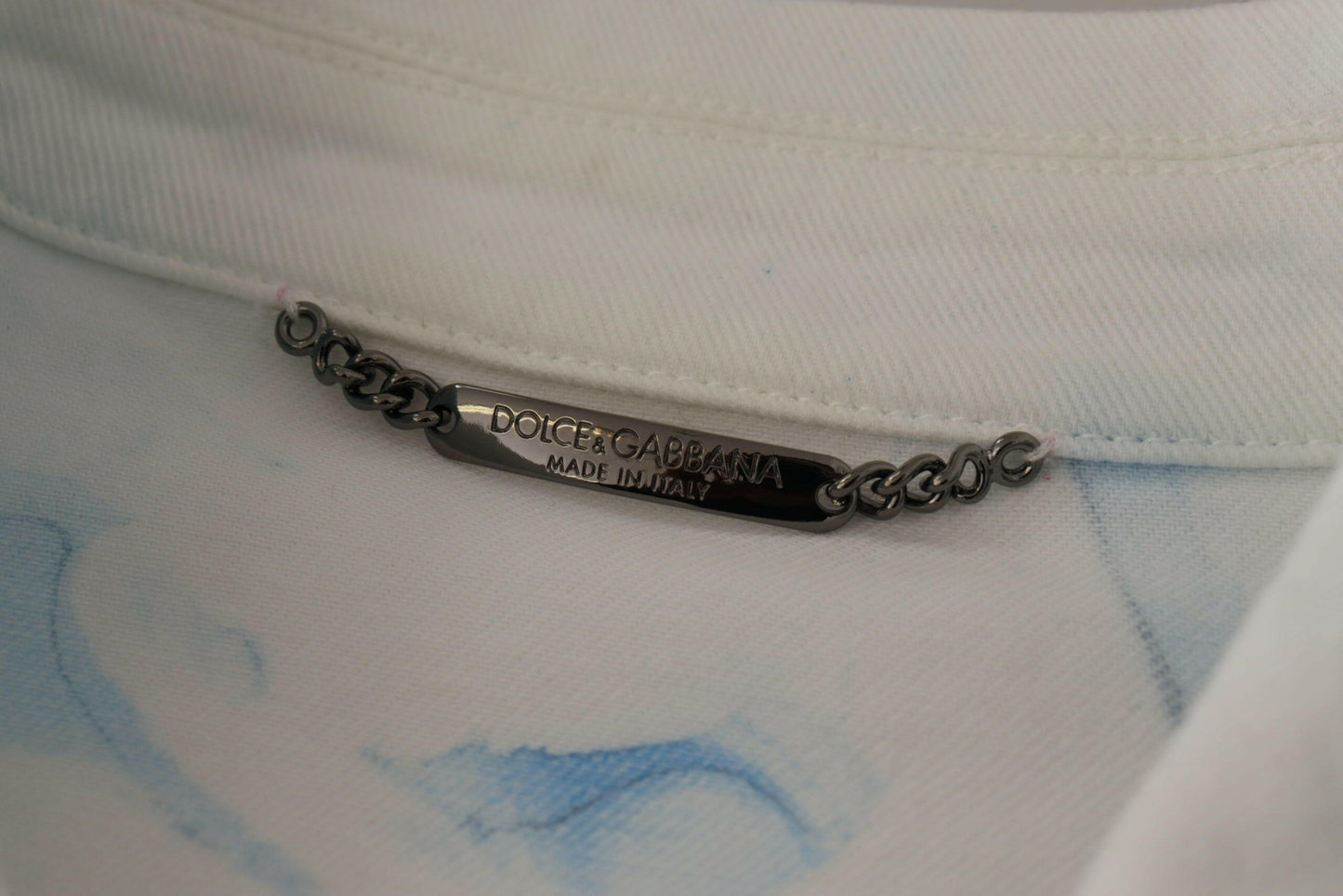 Dolce & Gabbana White Cotton Logo Embroidery Denim Jacket