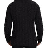 Dolce & Gabbana Black Wool Knit Double Breasted Coat Jacket