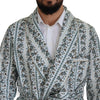 Dolce & Gabbana Blue Floral Cotton Robe Coat Jacket