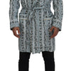 Dolce & Gabbana Blue Floral Cotton Robe Coat Jacket