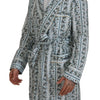 Dolce & Gabbana Blue Floral Cotton Robe Coat Jacket