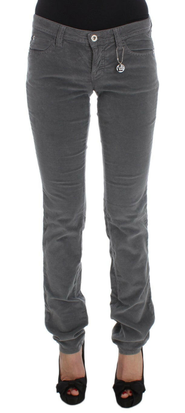 Costume National Gray Cotton Super Slim Corduroys Jeans