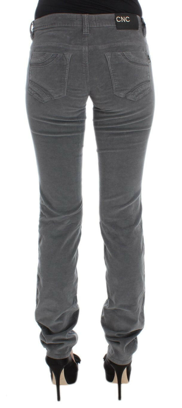 Costume National Gray Cotton Super Slim Corduroys Jeans