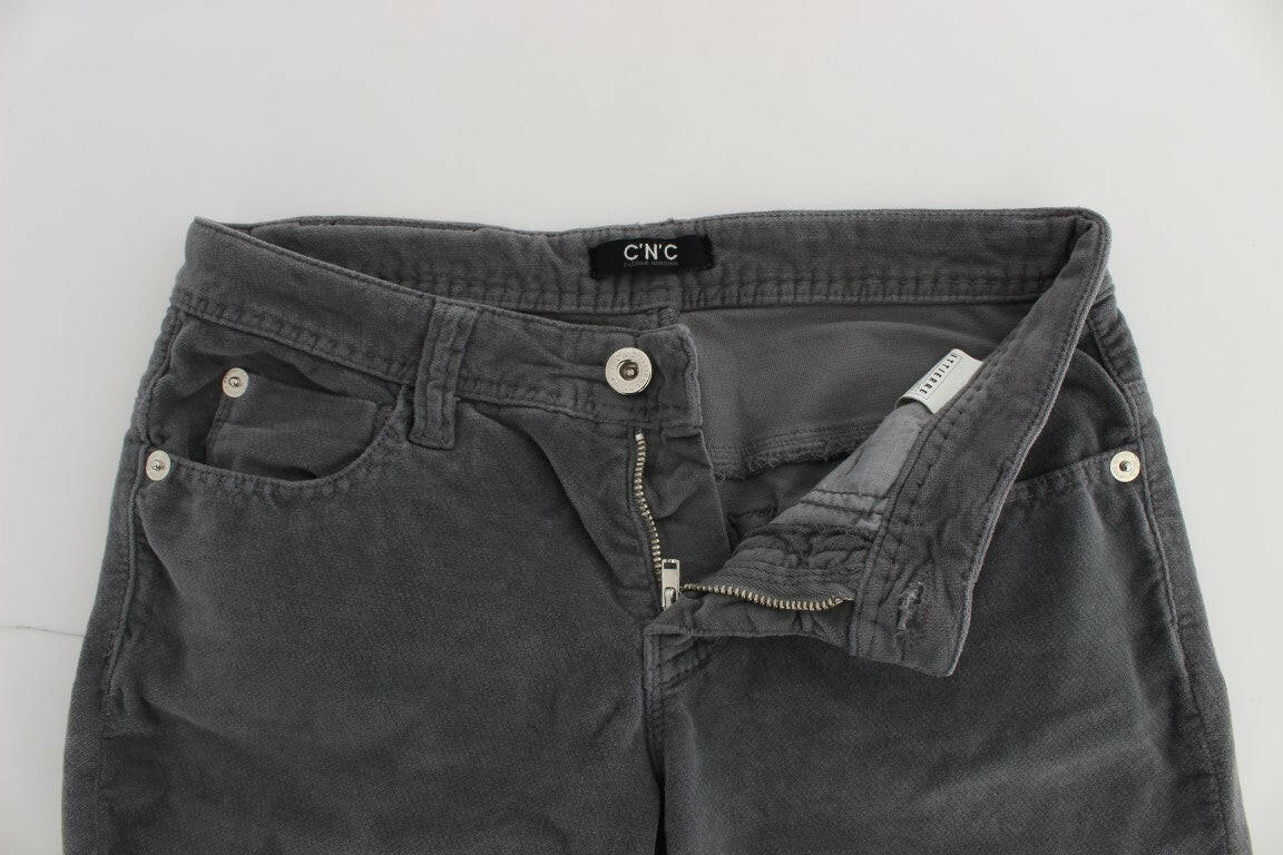 Costume National Gray Cotton Super Slim Corduroys Jeans