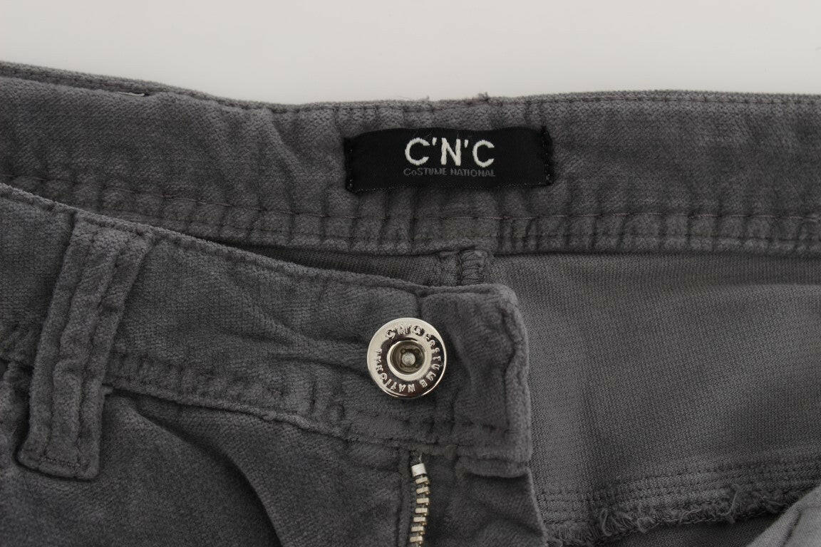 Costume National Gray Cotton Super Slim Corduroys Jeans