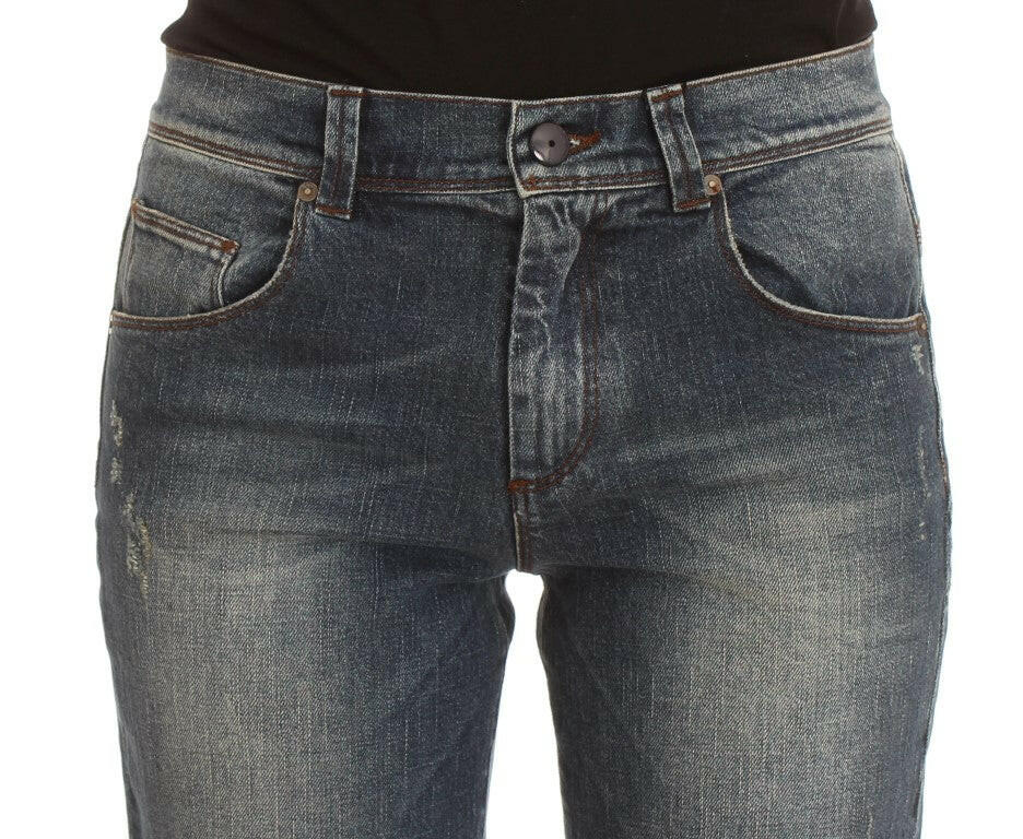 Ermanno Scervino Blue Wash Cotton Blend Slim Fit Jeans