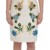 Dolce & Gabbana White Brocade Crystal Sheath Dress