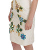 Dolce & Gabbana White Brocade Crystal Sheath Dress