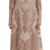 Dolce & Gabbana Pink Silk Lace Ricamo Shift Gown Dress
