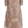 Dolce & Gabbana Pink Silk Lace Ricamo Shift Gown Dress