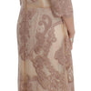 Dolce & Gabbana Pink Silk Lace Ricamo Shift Gown Dress