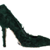 Dolce & Gabbana Green Xiangao Lamb Fur Leather Pumps