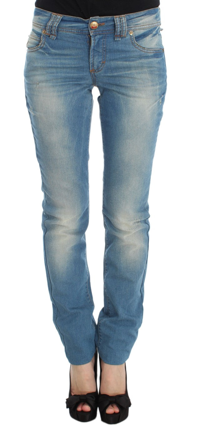 John Galliano Slim Fit Jeans aus Baumwollmischung in blauer Waschung