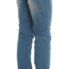 John Galliano Slim Fit Jeans aus Baumwollmischung in blauer Waschung