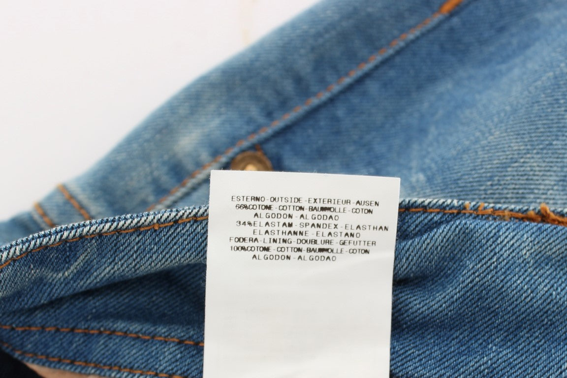John Galliano Slim Fit Jeans aus Baumwollmischung in blauer Waschung
