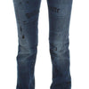 John Galliano Blue Wash Cotton Blend Slim Fit Bootcut Jeans