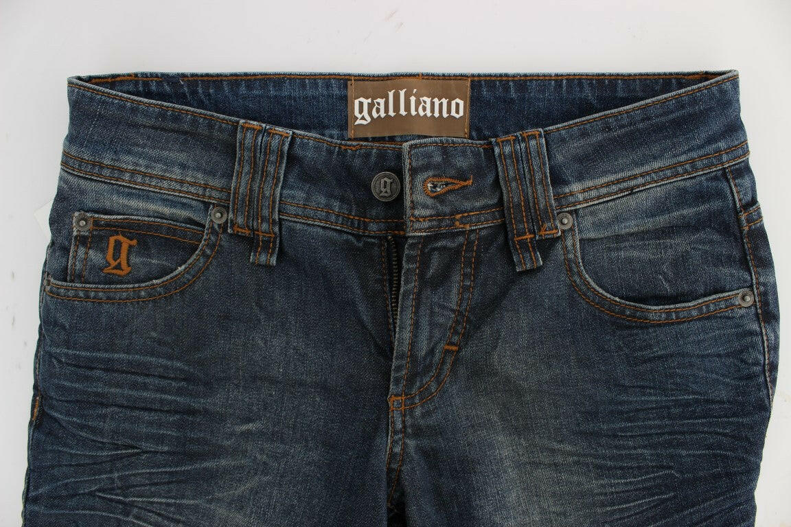 John Galliano Blue Wash Cotton Blend Slim Fit Jeans
