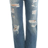 John Galliano Blue Wash Cotton Boyfriend Fit Cropped Jeans