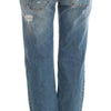 John Galliano Blue Wash Cotton Boyfriend Fit Cropped Jeans