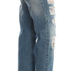 John Galliano Blue Wash Cotton Boyfriend Fit Cropped Jeans