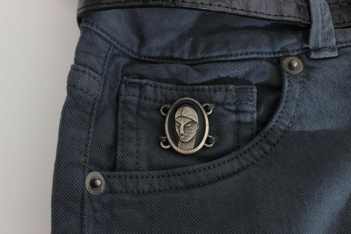 Jean slim italien John Galliano élégant en bleu chic